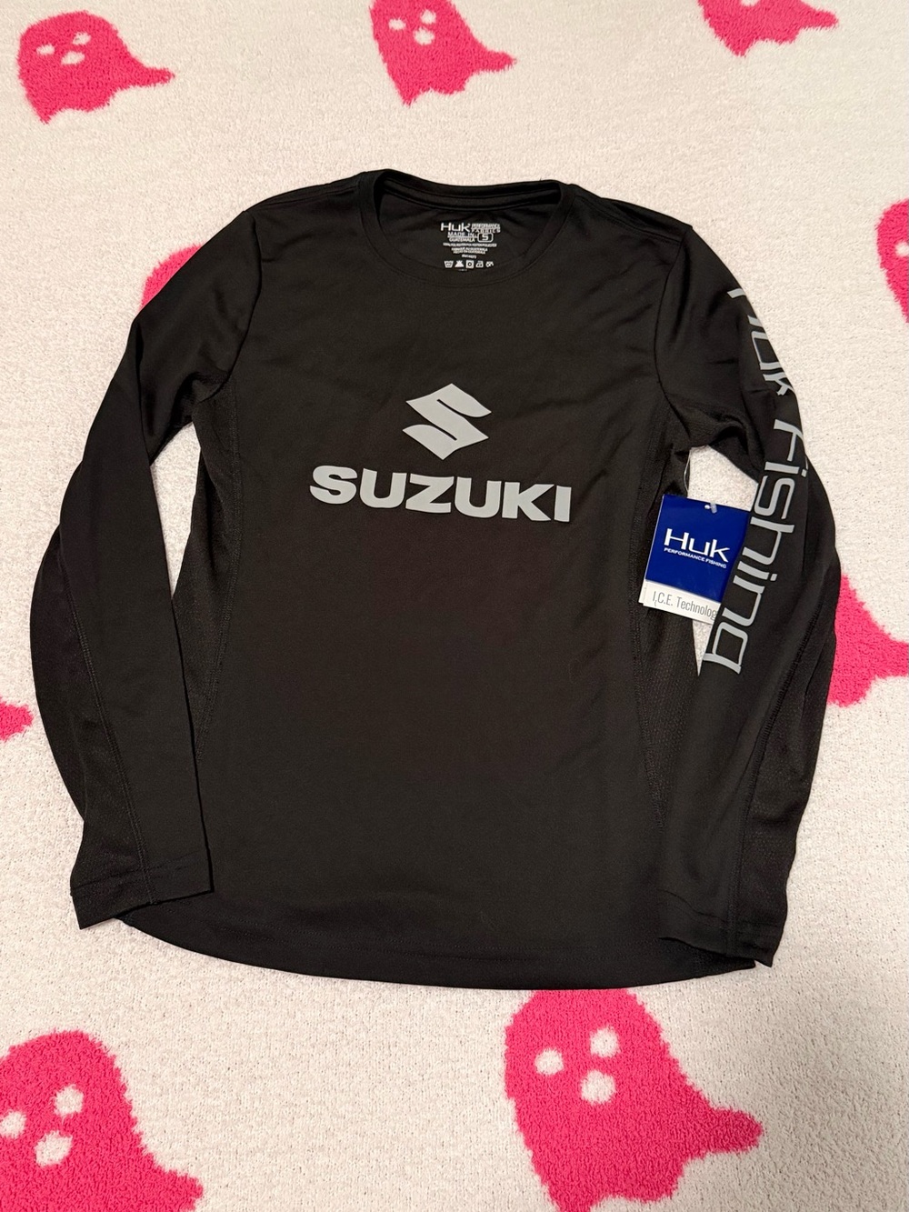 New Huk Black Long Sleeve Fishing Tee x Suzuki - Size S